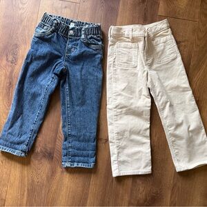 Crewcuts Blue Denim Jeans and Cream Corduroy Pants